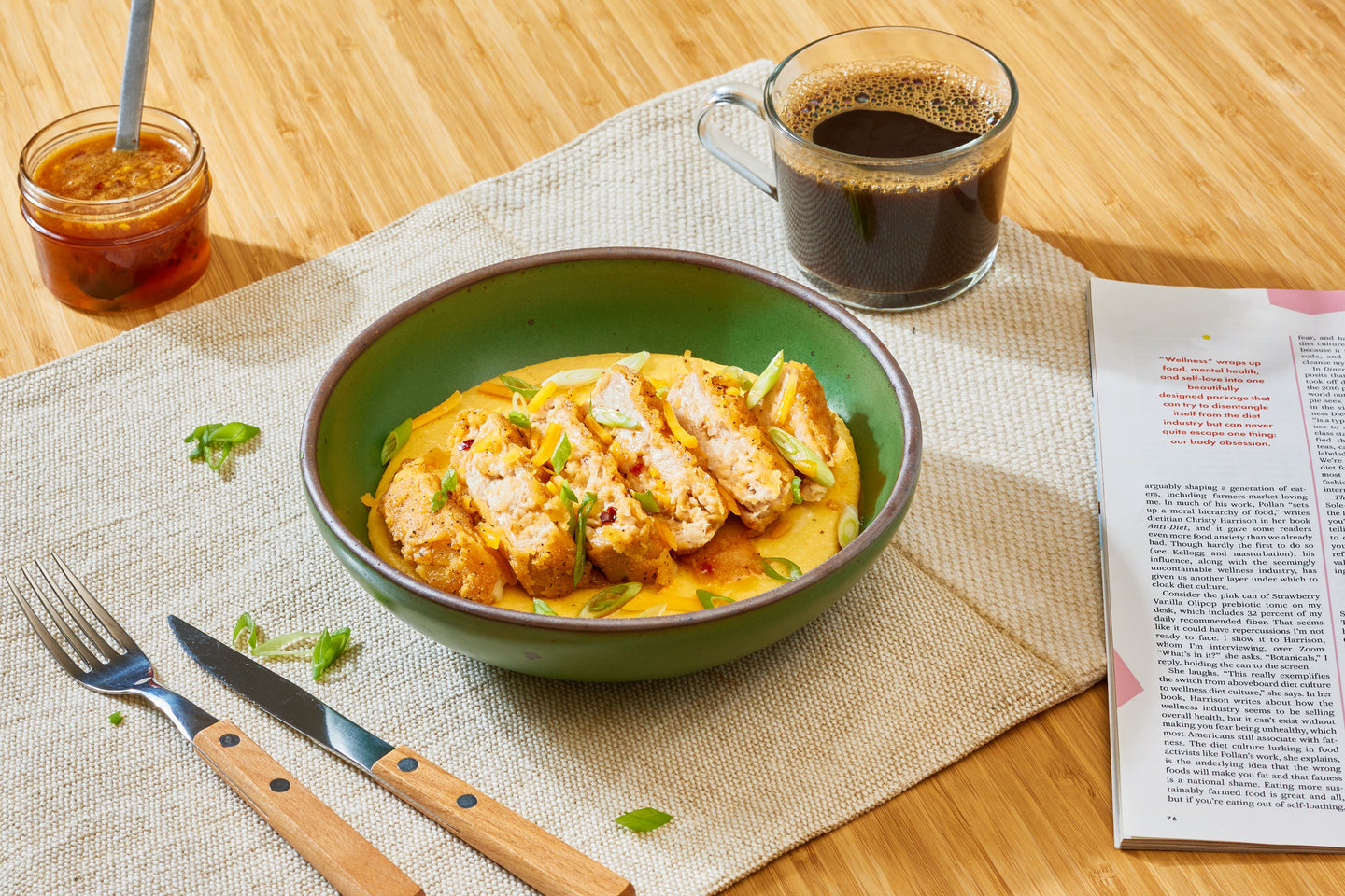 Meati crispy cutlet sliced in a bowl.